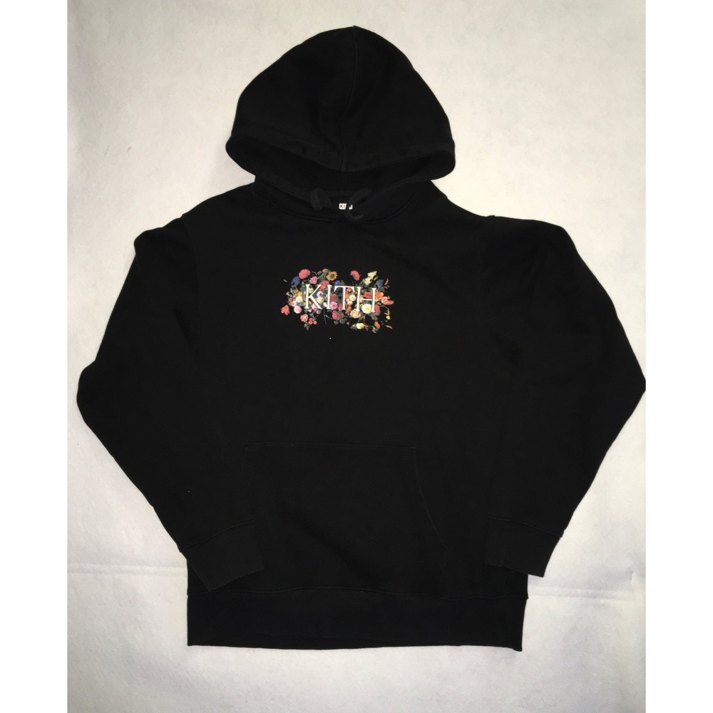 Kith Gardens Of The Mind II Hoodie Black Floral Logo Print Size M